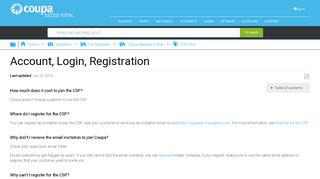 
                            3. Account, Login, Registration - Coupa Success Portal