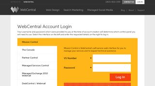 
                            2. Account Login | WebCentral