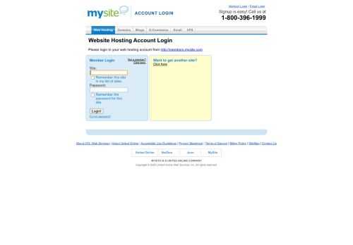 
                            2. Account Login - Website Hosting - Mysite.com