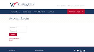 
                            12. Account Login - William Penn Bank