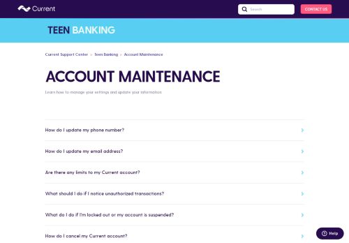 
                            2. Account Maintenance – Current Support Center