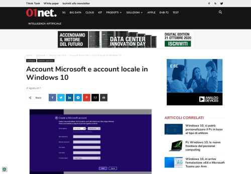 
                            11. Account Microsoft e account locale in Windows 10 | 01net