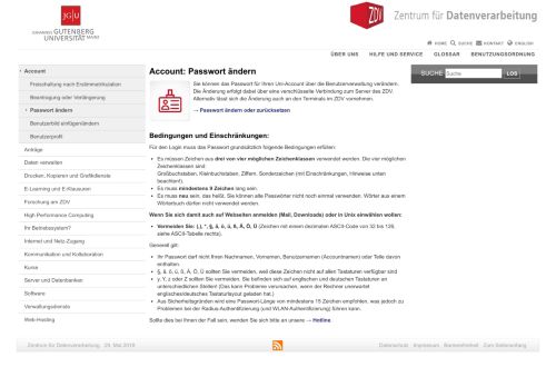 
                            13. Account: Passwort ändern | Zentrum für ... - ZDV Uni Mainz