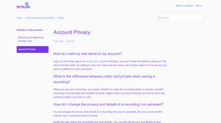 
                            9. Account Privacy – Smule