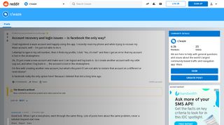 
                            12. Account recovery and login issues -- is facebook the only way ...