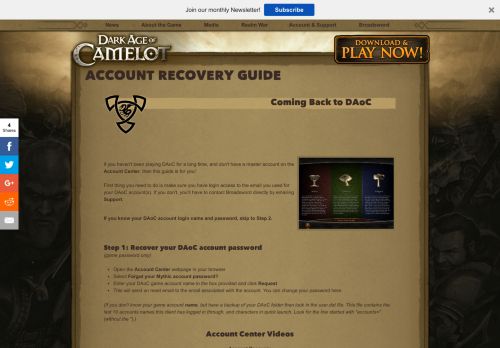 
                            6. Account Recovery Guide - Dark Age of Camelot - Play the award ...