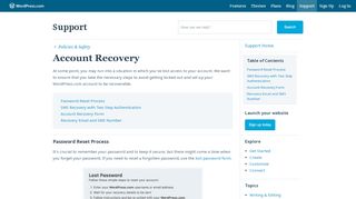 
                            6. Account Recovery — Support — WordPress.com