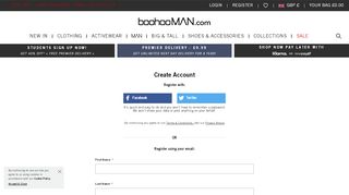 
                            7. Account Registration Page - boohooMAN