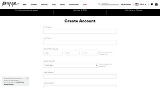
                            3. Account Registration Page - Nasty Gal