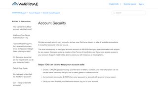 
                            10. Account Security – WARFRAME Support