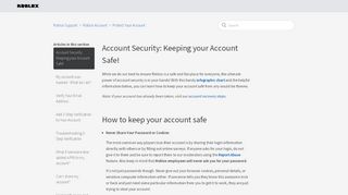 
                            7. Account Security/Theft: Keeping your Account Safe! – Roblox Support