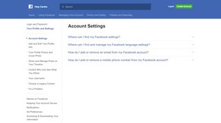 
                            4. Account Settings | Facebook Help Centre | Facebook