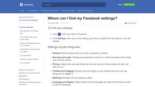 
                            3. Account Settings - Facebook