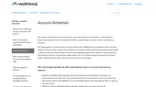 
                            6. Account-Sicherheit – WARFRAME Support