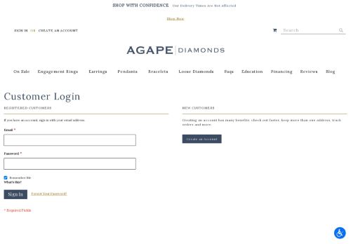 
                            12. Account Sign In - Agape Diamonds