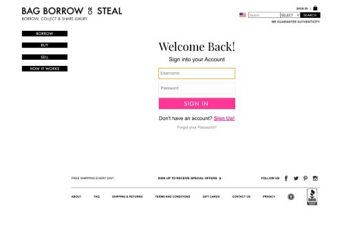 
                            3. Account Sign In - Bag Borrow or Steal