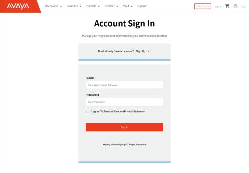 
                            5. Account Sign In Page - Avaya