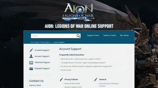
                            10. Account Support – Aion: Legions of War Support