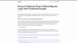 
                            8. Account Takeover Due to Misconfigured Login with Facebook/Google