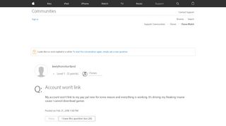 
                            10. Account won't link - Apple Community