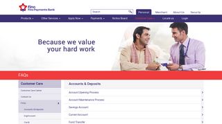 
                            3. Accounts & Deposits FAQs | Net Banking Services | Fino Payments Bank