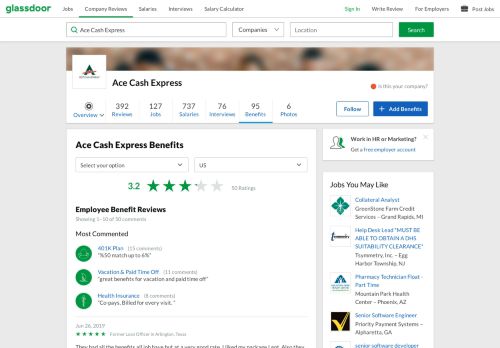 
                            9. Ace Cash Express Employee Benefits and Perks | Glassdoor