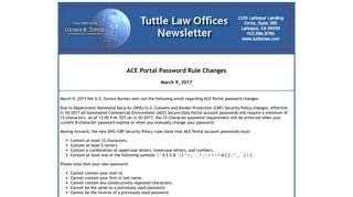 
                            7. ACE Portal Password Changes - Tuttle Law