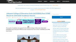 
                            8. ACEONDO Post UTME Result is Out 2017/18 | NCE & Degree