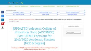 
                            11. ACEONDO Post UTME Screening Form out, 2018/2019