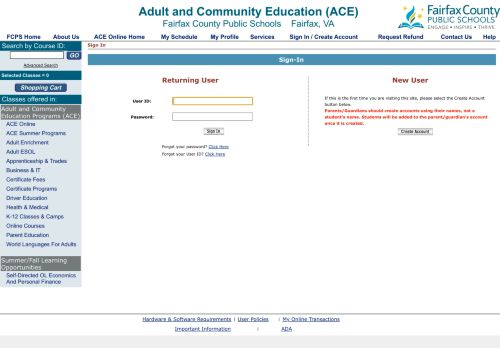 
                            13. ACEOnline : Sign In - (ACE) Classes - Fairfax County Public Schools