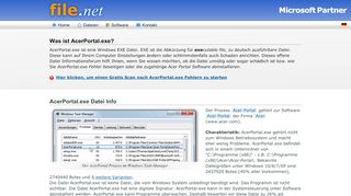 
                            7. AcerPortal.exe Windows Prozess - Was ist das? - File.net