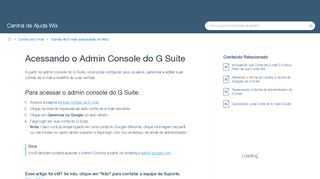 
                            12. Acessando o Admin Console do G Suite | Central de Ajuda | Wix.com