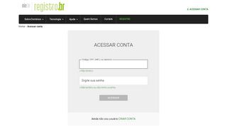 
                            2. acessar conta - Registro.br