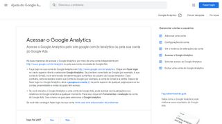 
                            6. Acessar o Google Analytics - Ajuda do Google Analytics