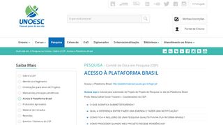 
                            5. Acesso à Plataforma Brasil - Unoesc