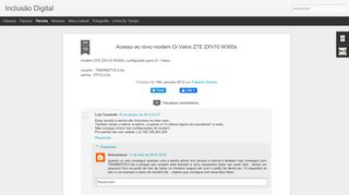 
                            4. Acesso ao novo modem Oi Velox ZTE ZXV10 W300s | Inclusão Digital