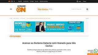 
                            7. Acesso ao Sistema Detecta será liberado para São Carlos - Cotidiano ...