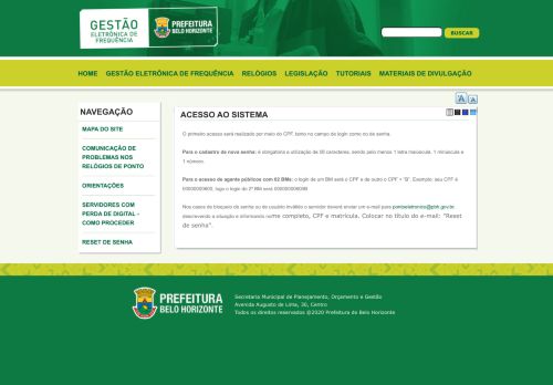 
                            3. ACESSO AO SISTEMA - Gestão Eletrônica de Frequência - PBH