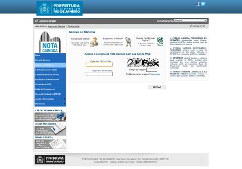 
                            10. Acesso ao Sistema - NOTA CARIOCA - Nota Fiscal de Serviços ...