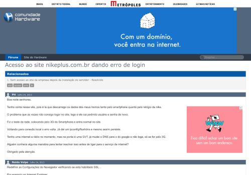 
                            12. Acesso ao site nikeplus.com.br dando erro de login - Hardware.com.br