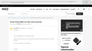 
                            4. Acesso Hotspot MEO com login cartão associado | MEO Fórum