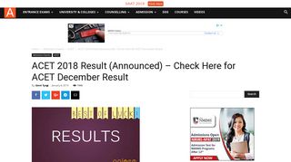 
                            10. ACET 2018 Result (Announced) – Check Here for ACET December ...