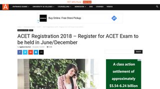 
                            8. ACET Registration 2018 – Register for ACET Exam to be held in June ...