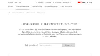 
                            1. Achat d'abonnements et de billets | CFF - SBB