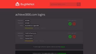 
                            7. achieve3000.com passwords - BugMeNot