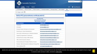 
                            1. ACI - Indirizzi PEC (Posta Elettronica Certificata) dell'ACI