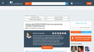 
                            13. Ações da EVEN EVEN3 em um ponto de compra interessante.