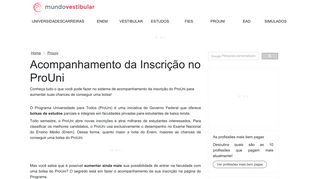 
                            6. Acompanhamento da Inscrição no ProUni - Mundo Vestibular