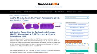 
                            7. ACPC M.E, M.Tech, M. Pharm Admissions 2018, Application, Dates