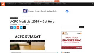 
                            7. ACPC Merit List 2019 – Get Here | AglaSem Admission